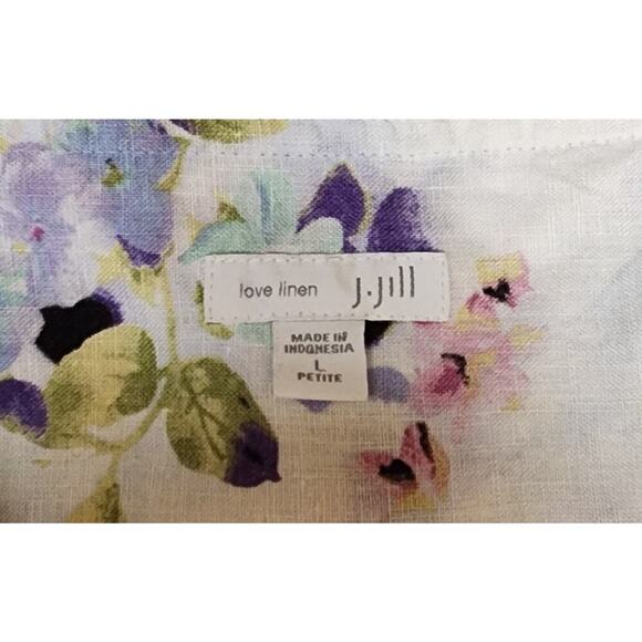 J. Jill Love Linen Watercolor Floral Shift Dress Large Petite Coastal Casual - Picture 7 of 7